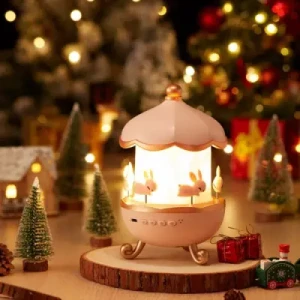 Bunny Carousel Night Light Projector – Rotating LED Star Projection Lamp for Kids Room & Magical Nursery Decor Rotatable