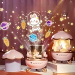 Bunny Carousel Night Light Projector – Rotating LED Star Projection Lamp for Kids Room & Magical Nursery Decor Rotatable