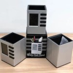Pen Holder with Digital Watch – Silver