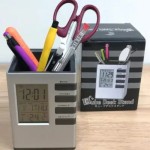 Pen Holder with Digital Watch – Silver