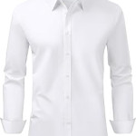 Alimens & Gentle Men's Dress Shirt Regular Fit Stretch Stain Shield Long Sleeve Solid Business Wedding Button Down Shirt